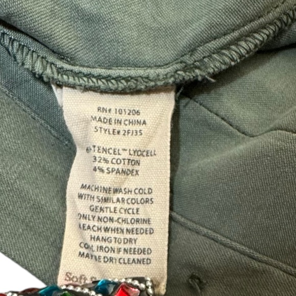 Soft Surroundings Womens Blouse Shacket Size M Roll Tab Green Pockets Casual - Picture 12 of 12